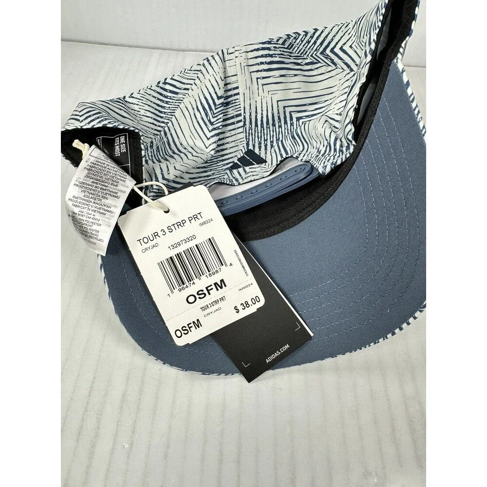 NEW adidas Golf 3 Three Stripes Printed Tour Adjustable Hat Cap IM9224 OSFM